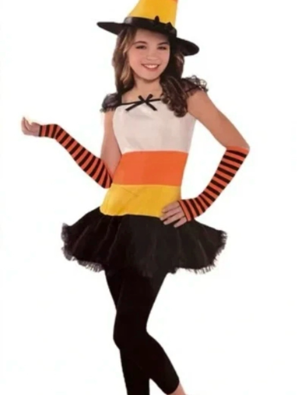 Candy Corn Charmer Kids Costume - Orange/Black child xl 14-16